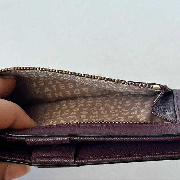 Kate Spade Bifold Wallet Card Holder Burgundish Red Wine Color - Picture 13 of 16